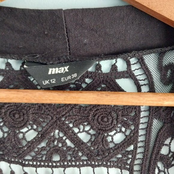 Black Crochet Back Kimono Cardigan - Picture 4 of 5